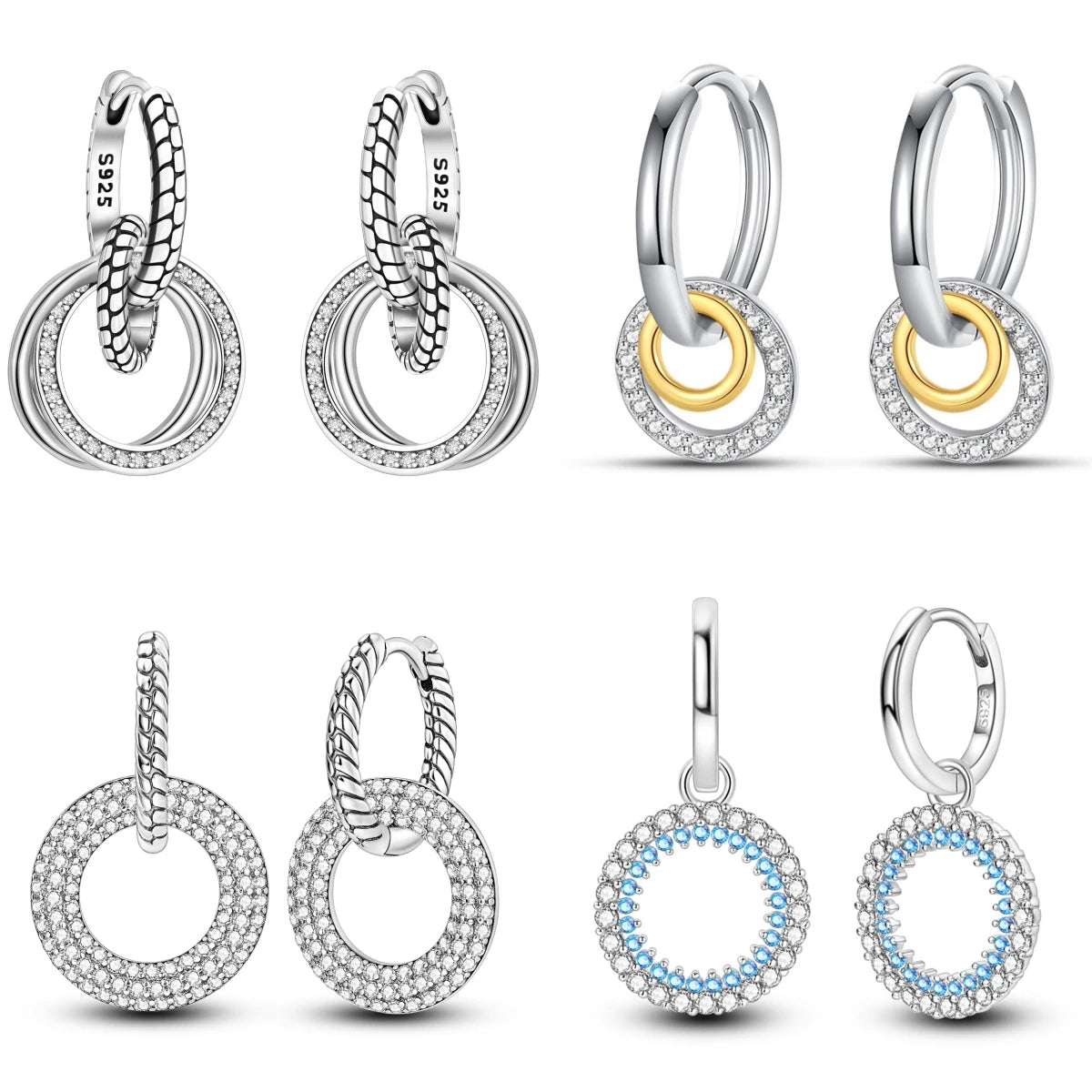 925 Sterling Silver Classic Multi Ring Drop Earrings Elegant Birthday Jewellery