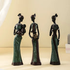 3pcs/set Black Woman Figurines 19cm Resin Figure African Sculptures Best Friends Gift