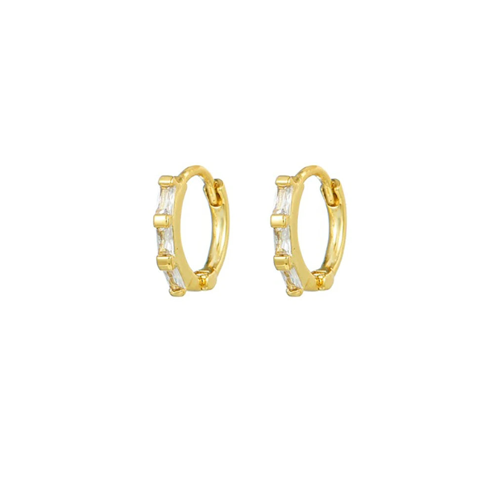 New Stainless Steel Zircon Star Cross Hoop Earring Gold y2k Crown