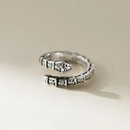 925 Sterling Silver Geometry Sanding Adjustable Rings For Women Elegant Wedding Luxury Jewelry Accessories Argent 925