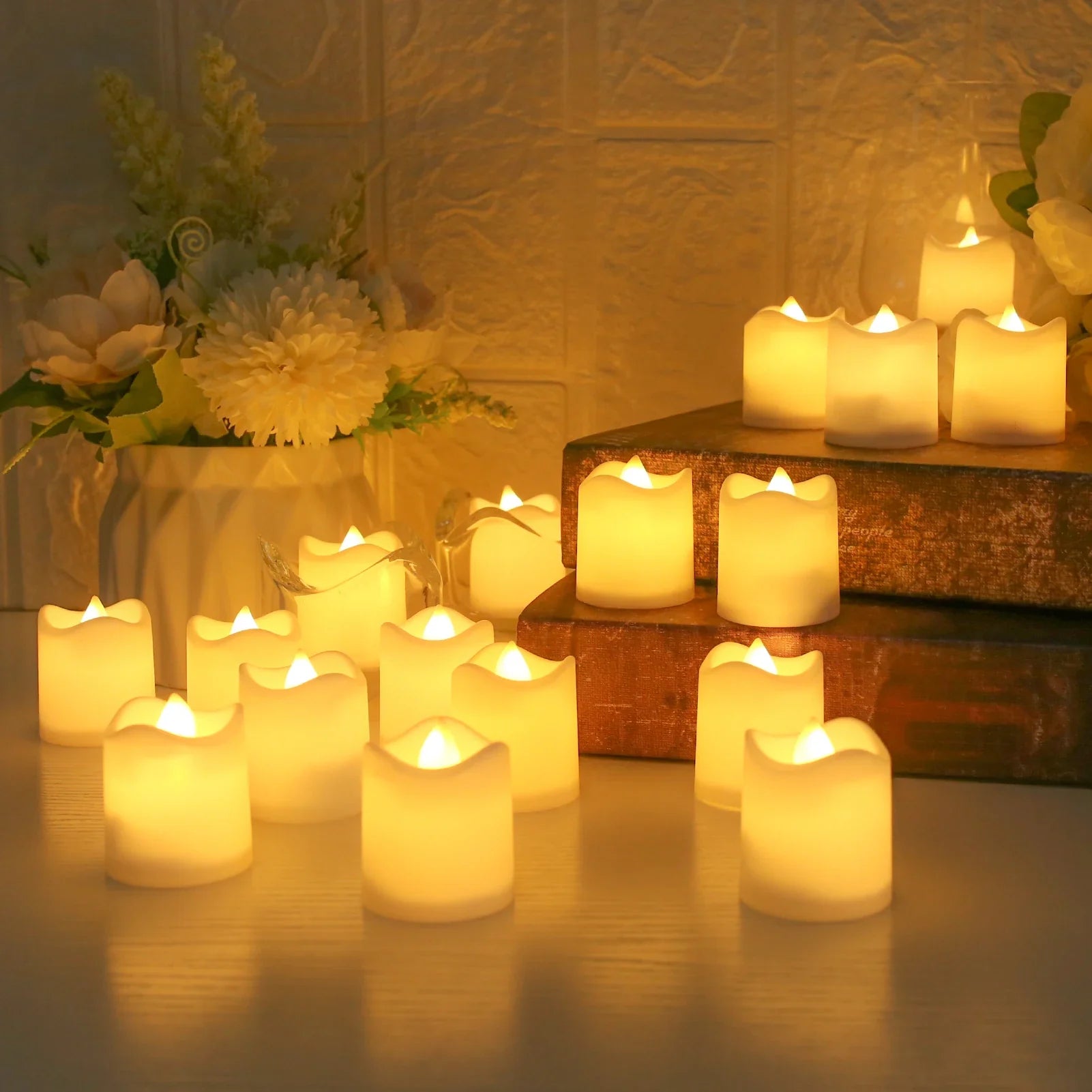 100+ Hour Flameless LED Votive Tealights Valentine's Day Gift Ship from UK