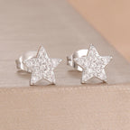 2PCS Fashion Geometry Zirconia Twinkle Star Stud Earrings Shinny