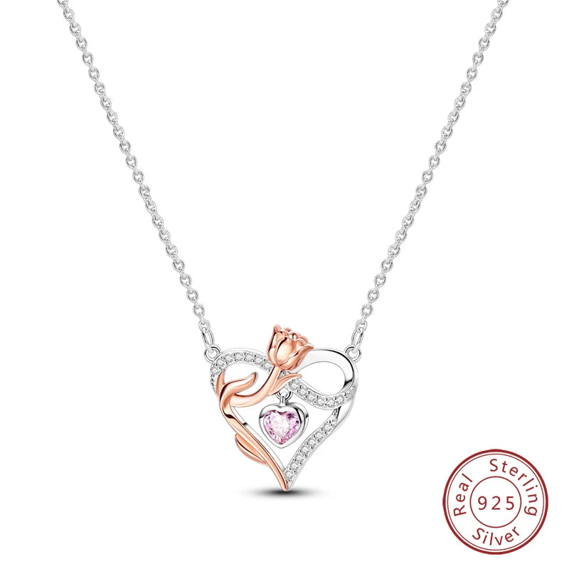 925 Sterling Silver Luminous Firefly Heart Shaped Zircon Pendant Necklace For Women Fashion Anniversary Birthday Jewelry Gifts