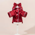 Plush Pet Pajamas Set Warm Breathable Dog Cat Sleepwear with Flower Accessory