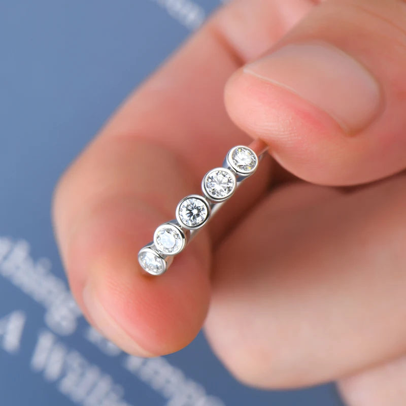 AINUOSHI Original 925 Sterling Silver Rings 3mm Bezel Setting Moissanite Diamond Ring For Women Eternity Finger Jewellery Gift