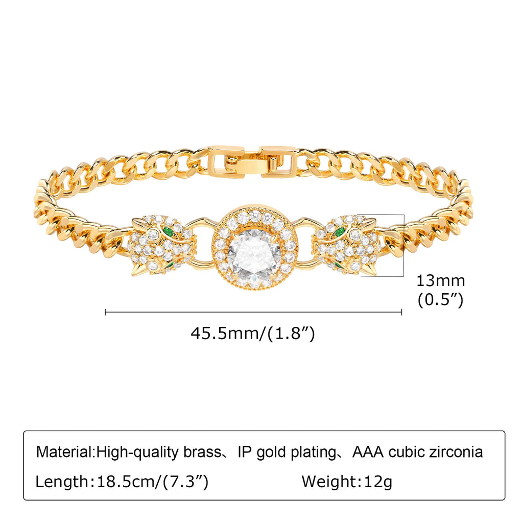 Pave Cubic Zirconia Chain Bracelet for Women, Simple Gold Plated Dainty Jewelry Gift