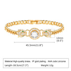 Pave Cubic Zirconia Chain Bracelet for Women, Simple Gold Plated Dainty Jewelry Gift