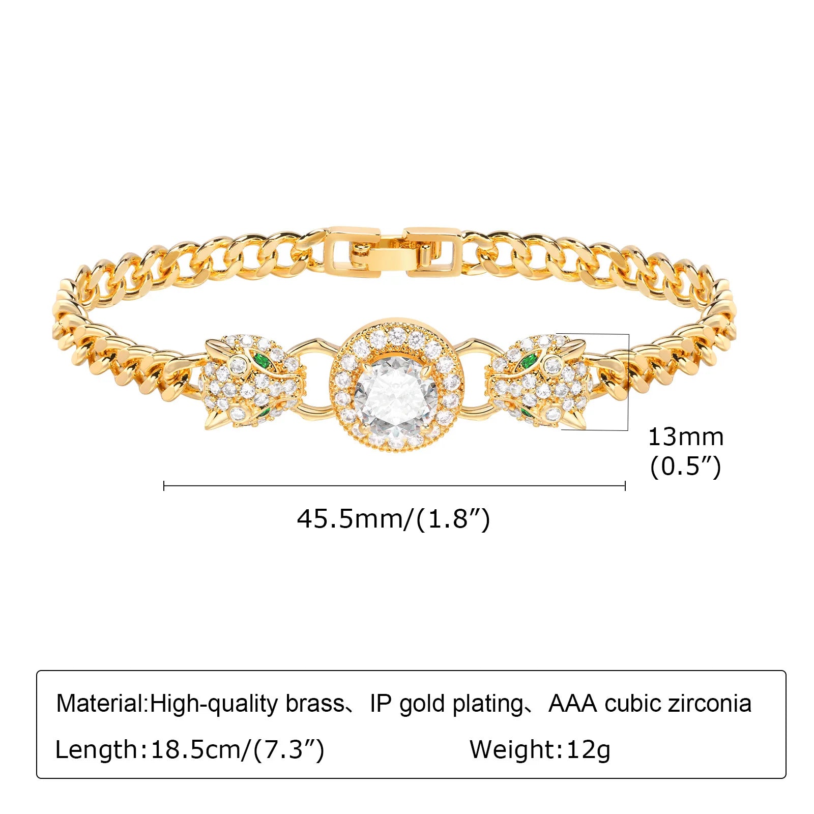 Pave Cubic Zirconia Chain Bracelet for Women, Simple Gold Plated Dainty Jewelry Gift