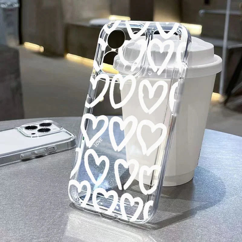 Cute Cartoon Love Heart Case for iPhone 17 16 15 14 13 12 11 Pro Max Mini