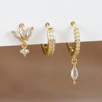 3PCS 9 Styles Gold Plated Geometric Circle Piercing Earrings Set