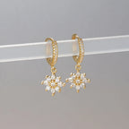 Luxury Stainless Steel Star Dangle Earrings Zircons Geometric Piercing