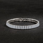 18cm Luxury Crystal Bracelet 925 Sterling Silver Women Engagement Jewellery