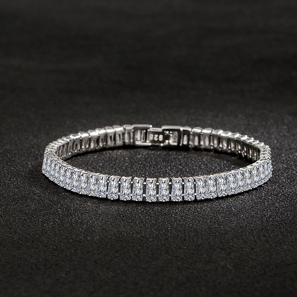 18cm Luxury Crystal Bracelet 925 Sterling Silver Women Engagement Jewellery