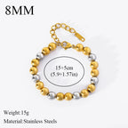 Metal Beads Heart Stainless Steel Bracelet Bangle Gold Colour Gift