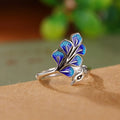 925 Sterling Silver Blue Peacock Wedding Ring Engagement Fine Jewellery Wholesale