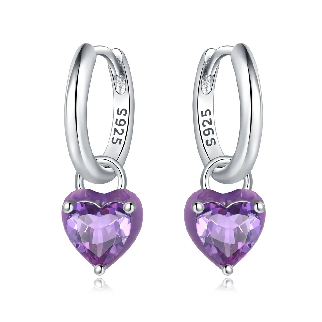 925 Sterling Silver Wings Guardian Love Heart Drop Earrings Trendy Jewellery