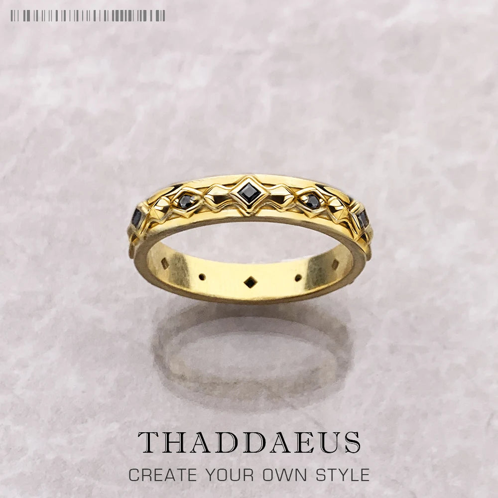 Noble Black Stone Ring 925 Sterling Silver Detailed Vintage Jewellery Men Women