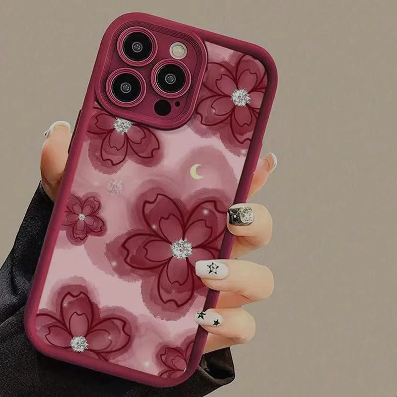 Moonlit Red Flower Case for iPhone 17 16 15 14 13 12 11 Pro Max Plus 17 Air