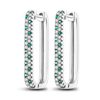 925 Sterling Silver Animal Plant Green Zircon Circle Hoop Earrings Jewellery