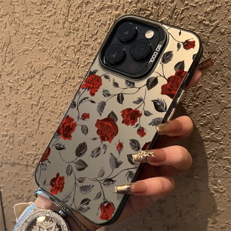 Retro Red Rose Matte Laser Case for Samsung Galaxy A15 A35 A55 S24