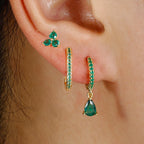 3PCS Waterdrop Shape Zircon Hoop Earrings Triangle Flower Studs