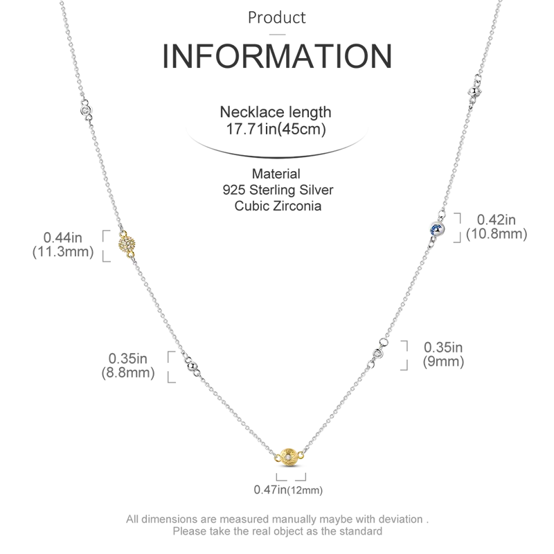 925 Sterling Silver Star Moon Pearl Double Buckle Necklace for Women