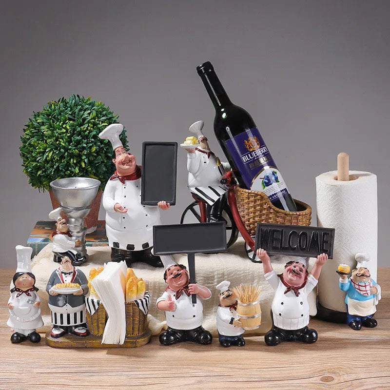 Chef Figure Collections Paper Holder Sculpture Dinner Table Kitchen Decoration