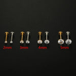 2PCS Trendy Stainless Steel 2/3/4/5mm Zircon Sparkling Stud Earrings