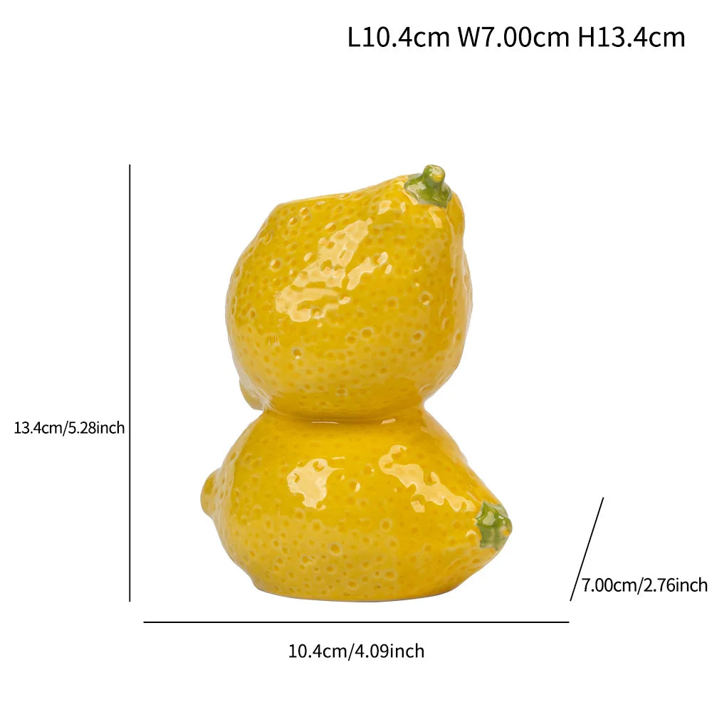 Ceramic Fruit Candle Holder Lemon Orange Figurines Strawberry Candlestick Tabletop Decor