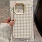 Simple Striped Grid Lychee Case for iPhone 17 16 15 14 13 Pro Max