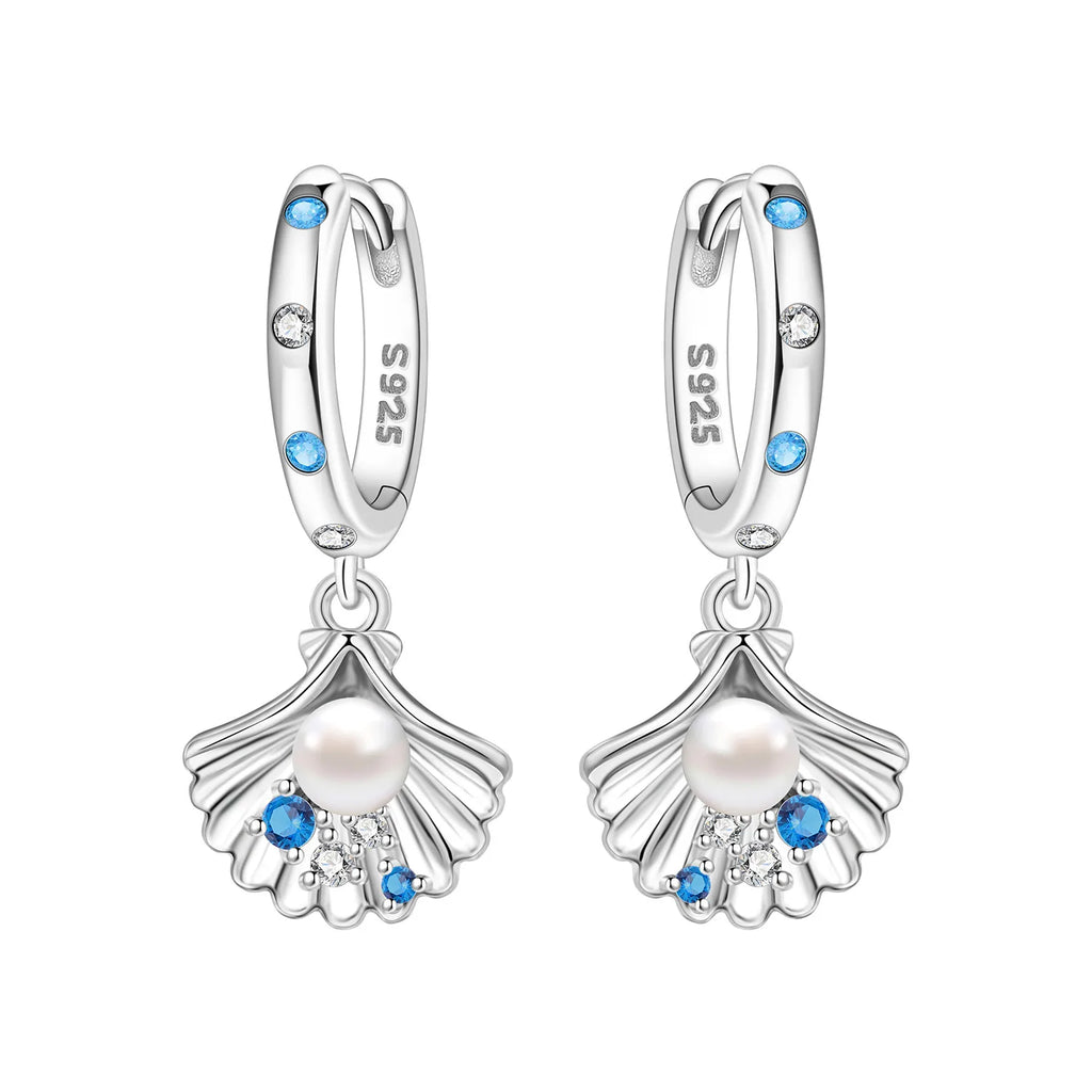 925 Sterling Silver Sparkling Blue Snowflake Drop Earrings Trendy Jewellery