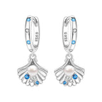 925 Sterling Silver Sparkling Blue Snowflake Drop Earrings Trendy Jewellery