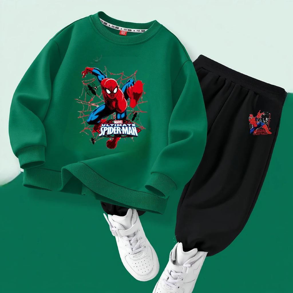Kids Spiderman Pullover & Long Pants Two Piece Suit Children's Sweatsuit