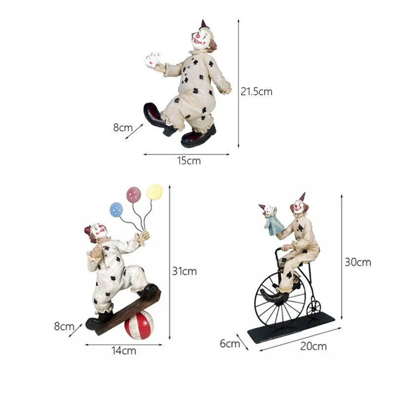 Circus Clown Statue Joker Figurine Buffoon Doll Collection Living Room Design Decor