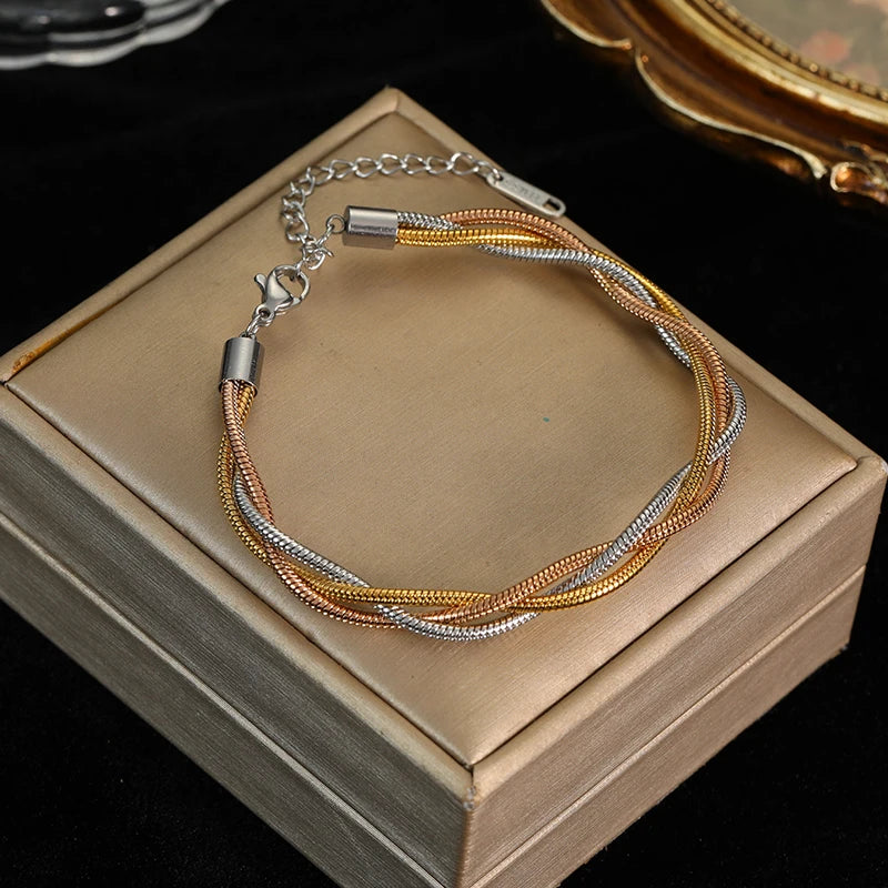 Gold Colour Stainless Steel Link Chain Bracelet Non-Fading Jewellery