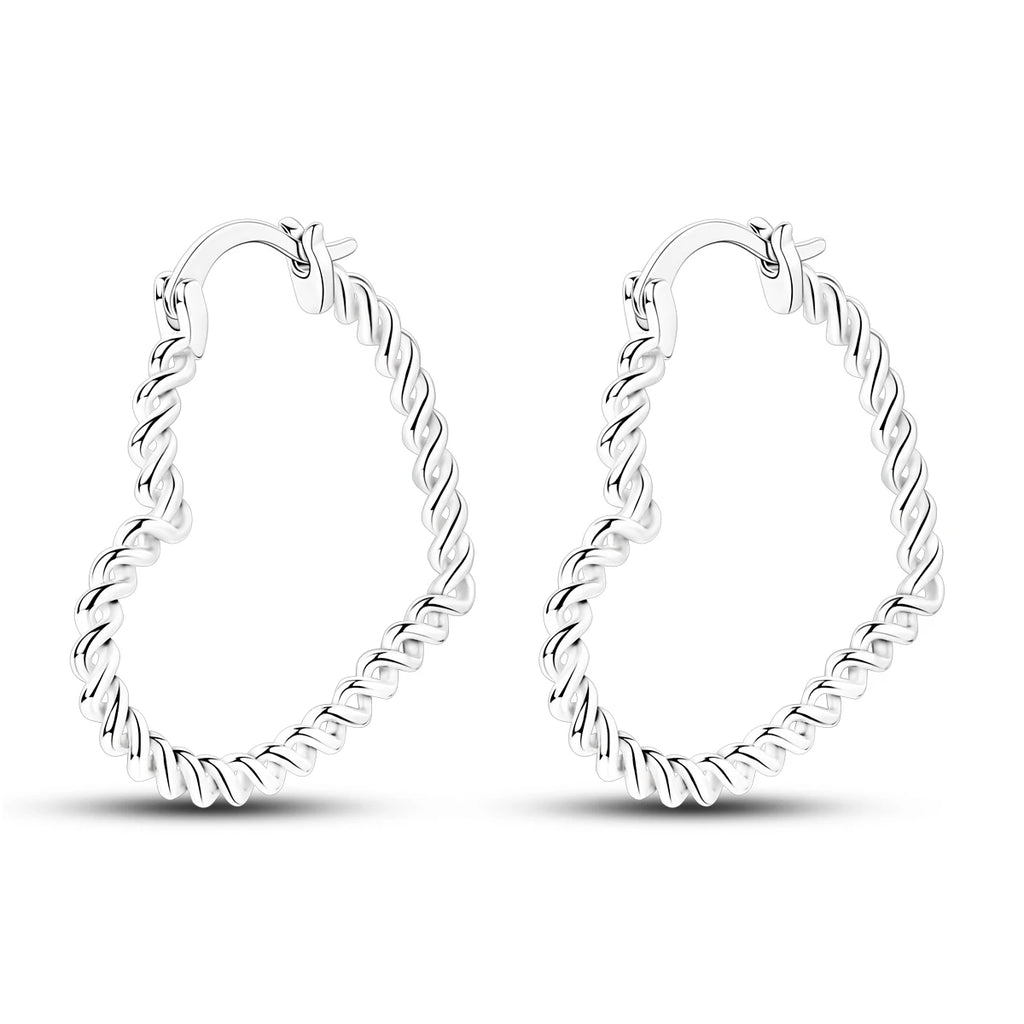 925 Sterling Silver Exquisite Heart-shaped Versatile Hoop Earrings Birthday Gift