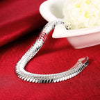 10mm Snake Chain Bracelet 21cm 925 Sterling Silver Noble Men Women Wedding