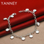 925 Sterling Silver 8-inch Delicate Round Bracelet Women Wedding Jewellery Gift