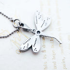 Pink Dragonfly Charm Necklace 925 Sterling Silver Filigree Jewellery Gift