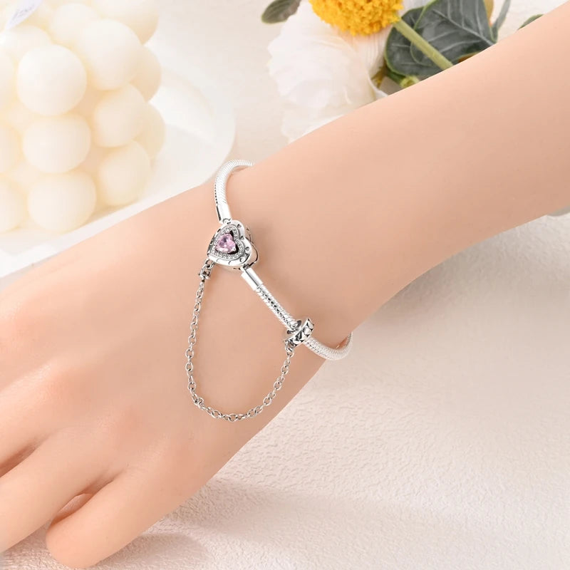 Original 925 Silver Bracelet Original Clover Heart Snake Chain Bracelets Fit Charms Beads Jewelry Gift Diy For Woman Wedding