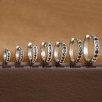2PCS Stainless Steel Minimalist Hoop Earring Crystal Zirconia Piercing