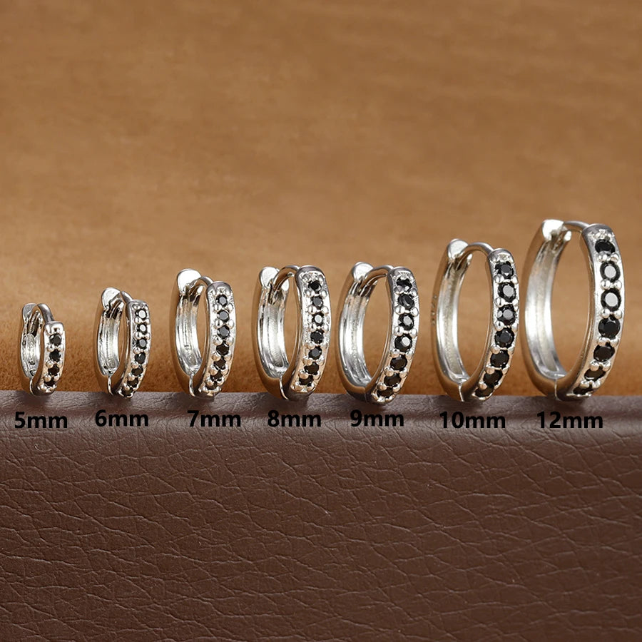 2PCS Stainless Steel Minimalist Hoop Earring Crystal Zirconia Piercing