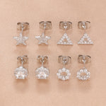 2PCS Fashion Geometry Zirconia Twinkle Star Stud Earrings Shinny