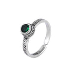 925 Sterling Silver Green Zircon Ring Wedding Engagement Female Vintage Luxury Accessory