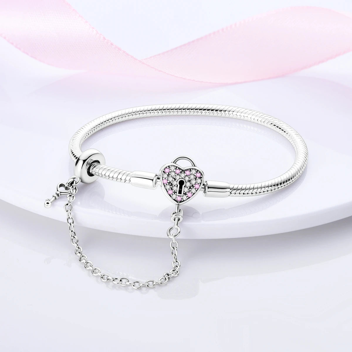 Original 925 Silver Bracelet Original Clover Heart Snake Chain Bracelets Fit Charms Beads Jewelry Gift Diy For Woman Wedding
