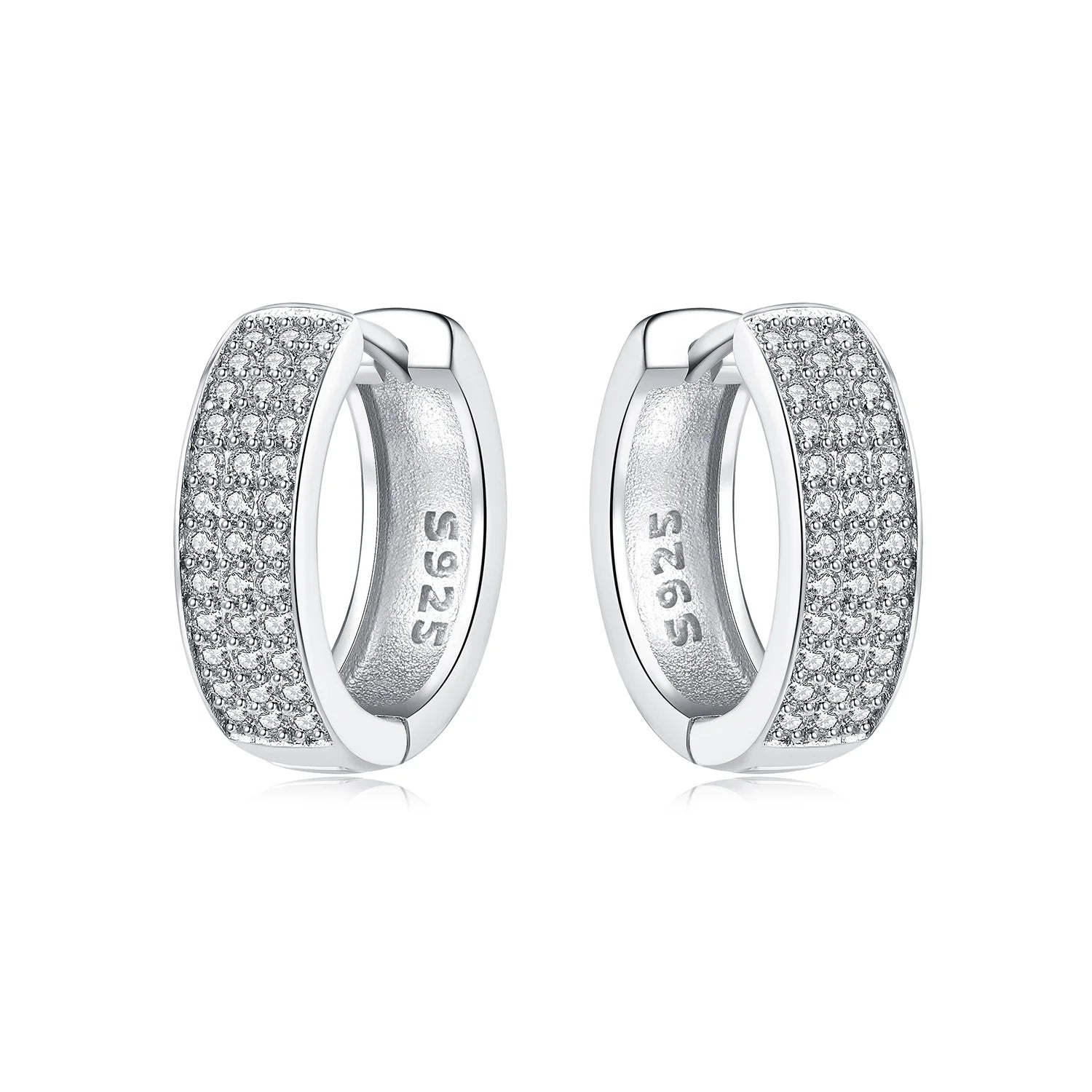 925 Sterling Silver Square Chain Stone Inlaid Hoop Earrings Trendy Jewellery