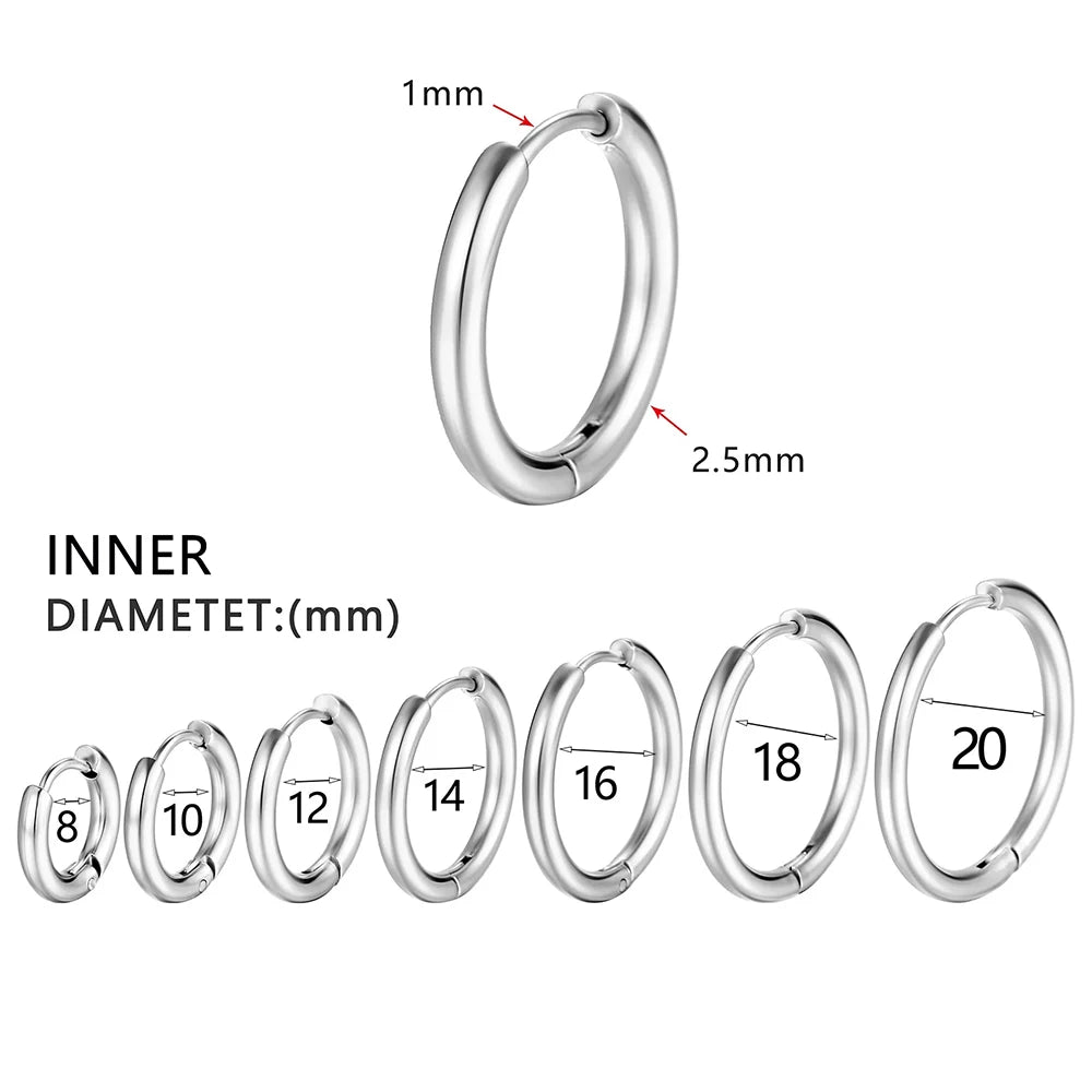 1Pairs/2Pcs Small Hoop Earrings Women Men Gold Silver Anti-allergy