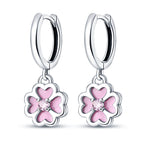 925 Sterling Silver Pink Sweet Bow Drop Earrings Trendy Anniversary Jewellery