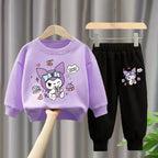 Sanrio Kuromi Girls Sweatshirt and Trousers 2-Piece Set Casual Tracksuit