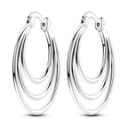 925 Sterling Silver Multi Circle Minimalist Hoop Earrings Birthday Jewellery